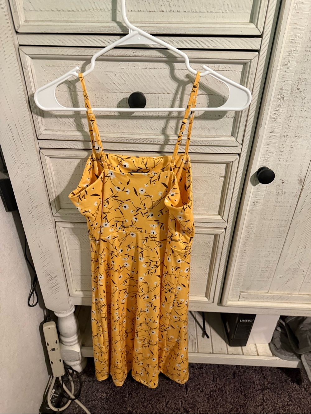 Yellow Floral Spaghetti-Strap Maxi Dress